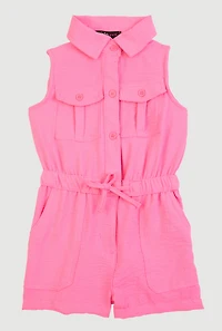 Toddler Girls Airy Elastic Waist Romper, Pink, Size 2T