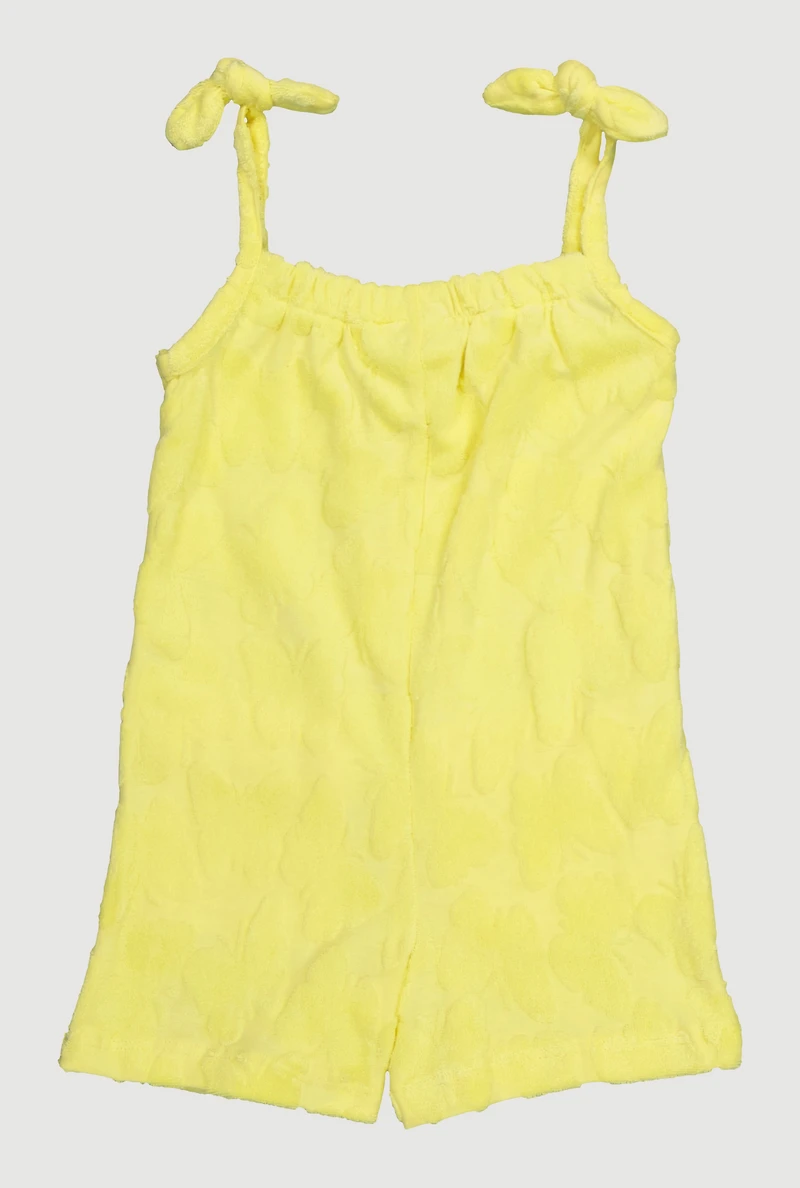 Toddler Girls Terry Cloth Sleeveless Romper with Cargo Pockets, Yellow, Size 2T