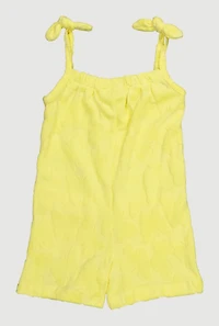 Toddler Girls Terry Cloth Sleeveless Romper with Cargo Pockets, Yellow, Size 2T