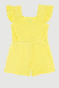 Toddler Girls Ribbed Knit Flutter Sleeve Romper with Sunglasses