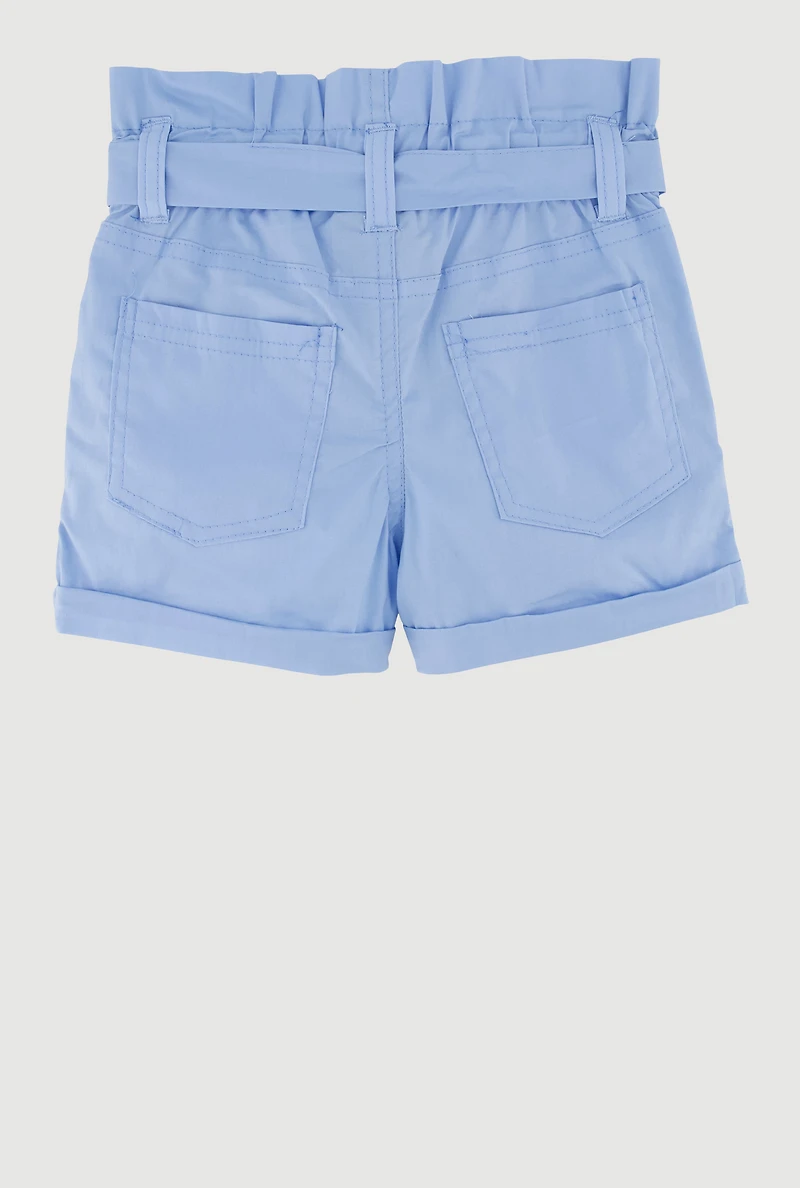 Toddler Girls Trendy Cargo Shorts with Tie Waist Belt