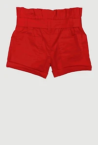 Toddler Girls Trendy Paper Bag Waist Cargo Shorts with Tie Belt,