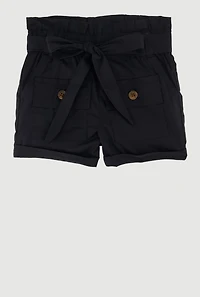 Trendy Fixed Cuffs Cargo Shorts with Tie Waist Belt, 3T