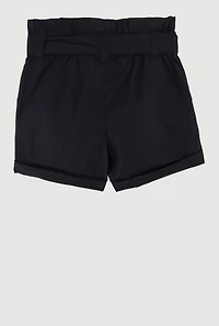 Trendy Fixed Cuffs Cargo Shorts with Tie Waist Belt, 3T