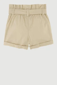Toddler Girls Fixed Cuffs Cargo Shorts with Tie Waist Belt, 4T