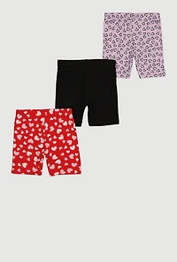 Toddler Girls Heart Patterned Biker Shorts 3 Pack