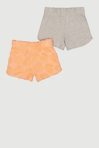 Toddler Girls Heart Print French Terry Shorts with Scrunchie