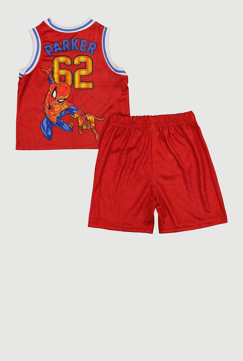 Toddler Boys Spiderman Mesh Tank Top and Shorts