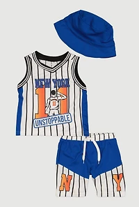 Toddler Boys Unstoppable Graphic Mesh Jersey and Shorts with Bucket Hat