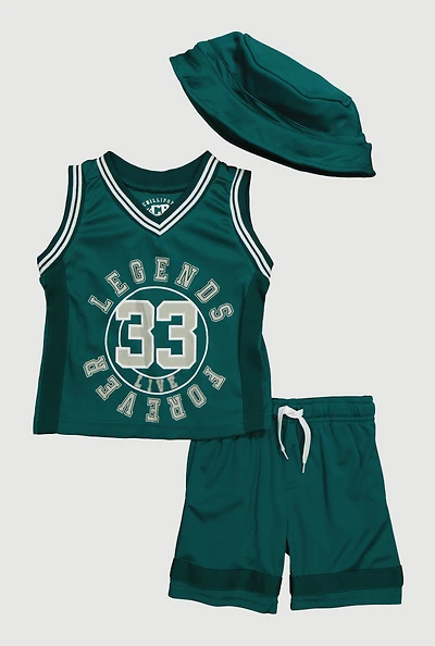 Toddler Boys Legends Live Forever Basketball Jersey and Shorts Set, Green, Size 3T