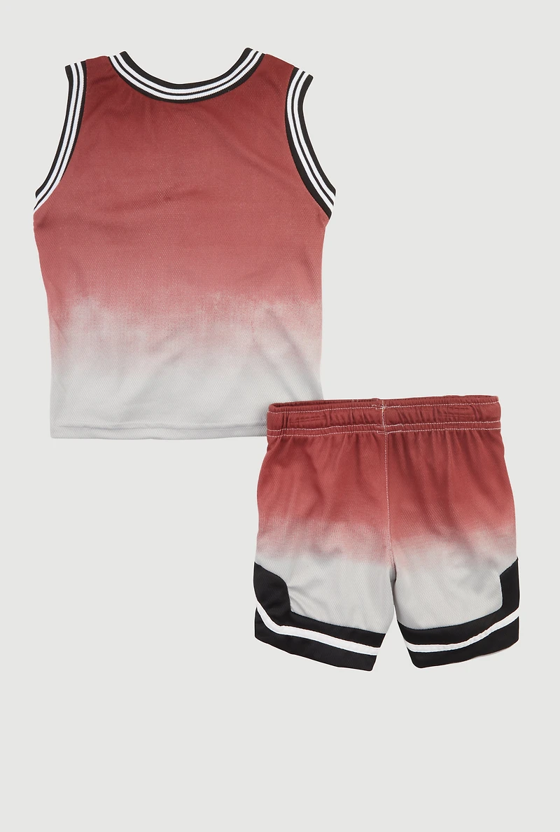 Toddler Boys Ombre GOAT Graphic Tank Top and Shorts with Hat, Red, Size 4T