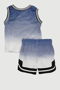 Toddler Boys Ombre GOAT Graphic Tank Top and Shorts with Hat,