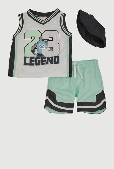 Toddler Boys 23 Legend Basketball Jersey and Shorts with Hat