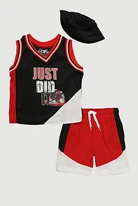 Toddler Boys Just Did It Basketball Jersey and Shorts with Bucket Hat