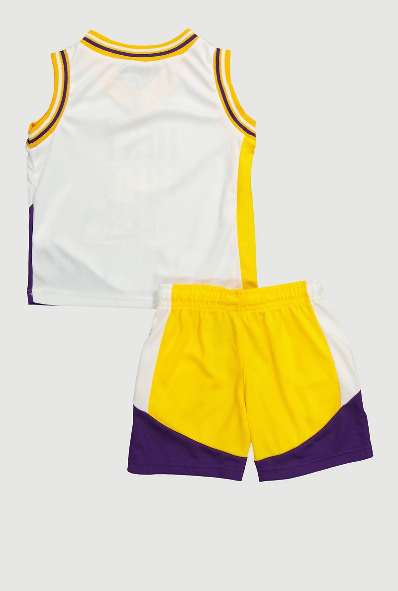 Toddler Boys Just Did It Basketball Jersey and Shorts with Bucket Hat, Yellow, Size 3T