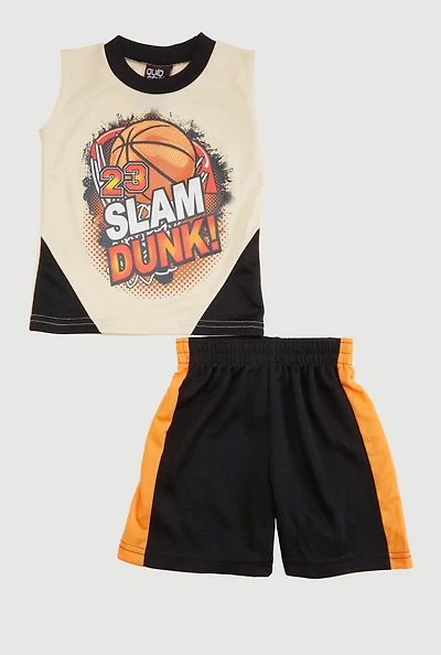 Toddler Boys 23 Slam Dunk Graphic Muscle Tee and Shorts Set