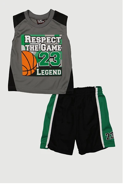 Toddler Boys Respect The Game Graphic Tank Top and Shorts