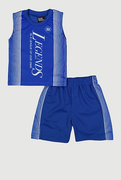 Toddler Boys Striped Legends Graphic Mesh Jersey and Shorts