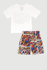 Toddler Boys Cool Vibes Graffiti Graphic Tee and Shorts Set