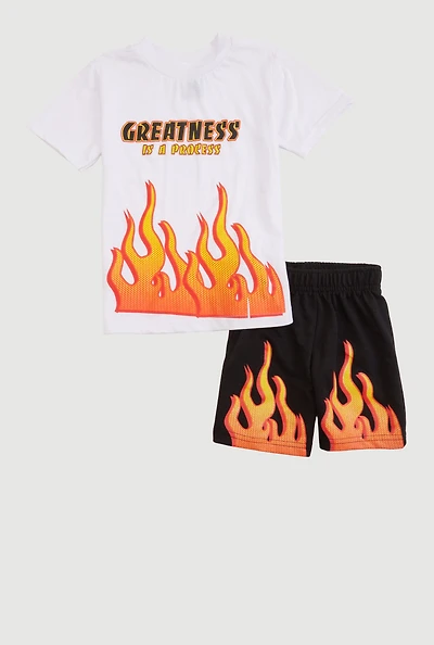 Toddler Boys Greatness Is A Process Graphic Tee and Shorts