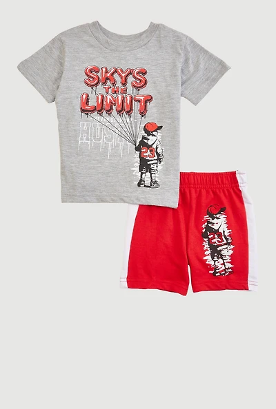 Toddler Boys Skys The Limit Graphic Tee and Shorts