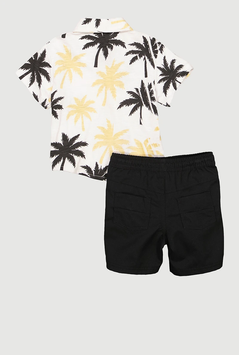 Toddler Boys Palm Tree Print  Shirt and Shorts Set