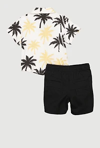 Toddler Boys Palm Tree Print  Shirt and Shorts Set