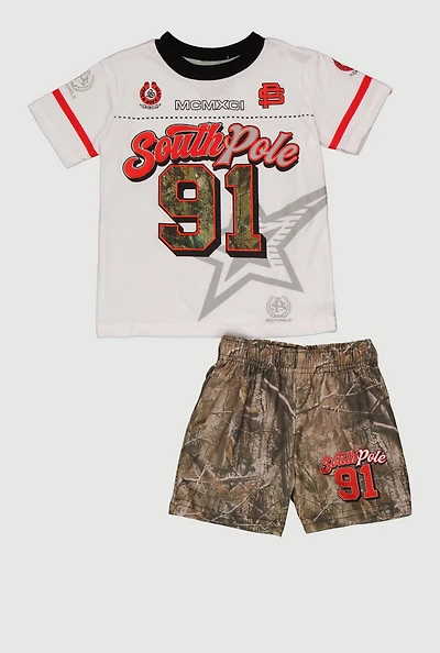 Toddler Boys 91 Graphic T-Shirt and Hunter Camo Shorts