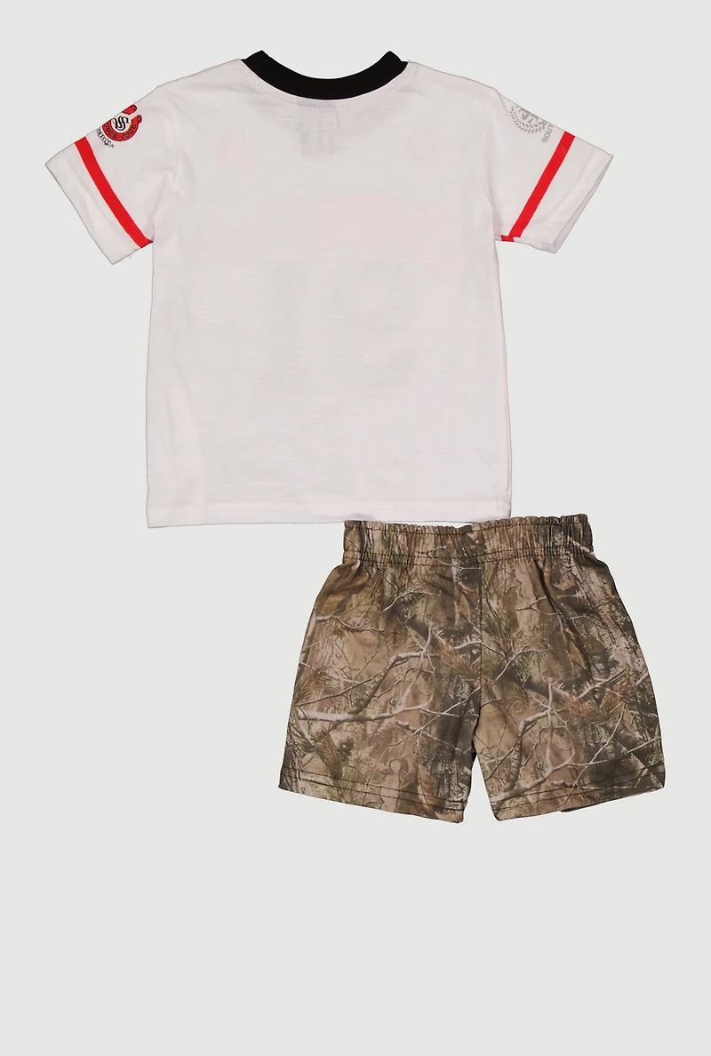 Toddler Boys 91 Graphic T-Shirt and Hunter Camo Shorts