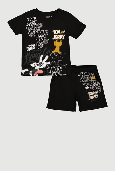 Toddler Boys Tom and Jerry Haha Graphic Tee Sweatshorts