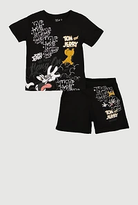 Toddler Boys Tom and Jerry Haha Graphic Tee Sweatshorts