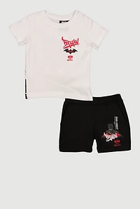 Toddler Boys Batman Dark Knight Graphic Tee and Sweatshorts