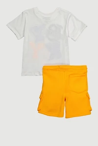 Toddler Boys Chenille Brave Youth Graphic Tee and Sweatshorts, Multi, Size 4T