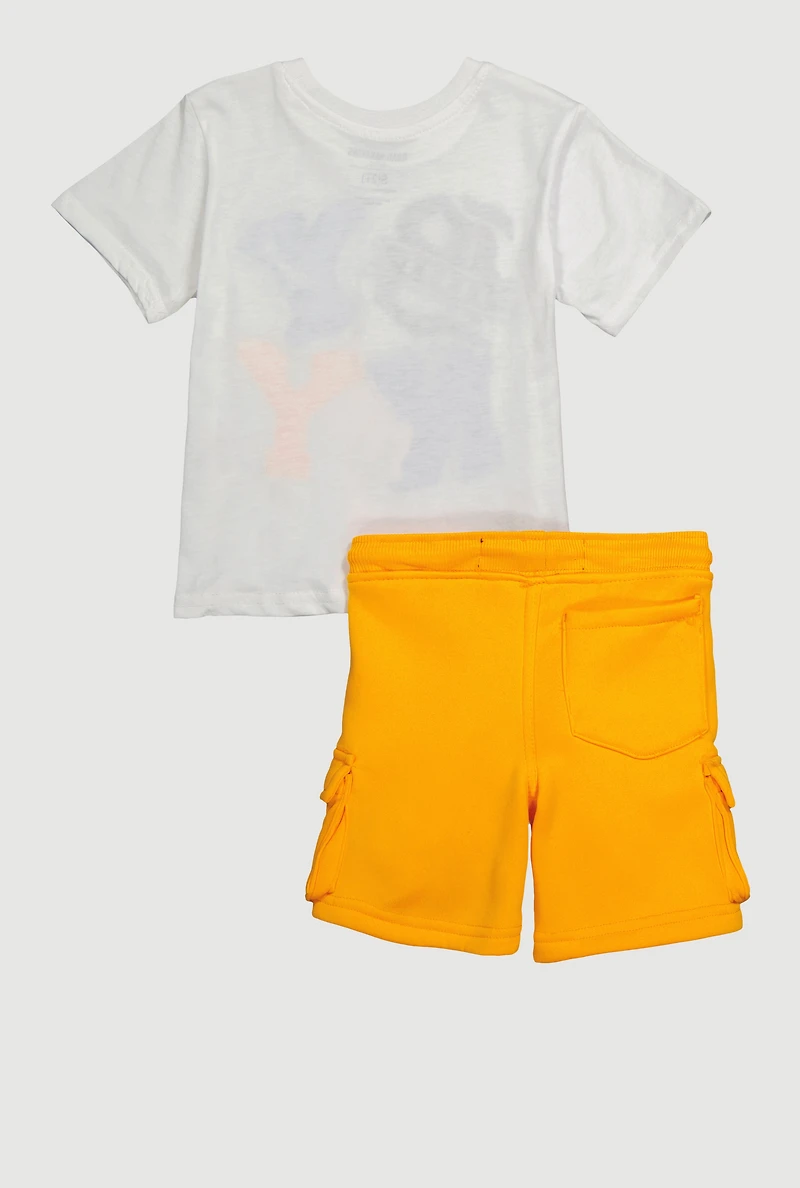 Toddler Boys Chenille Brave Youth Graphic Tee and Sweatshorts, Multi, Size 3T