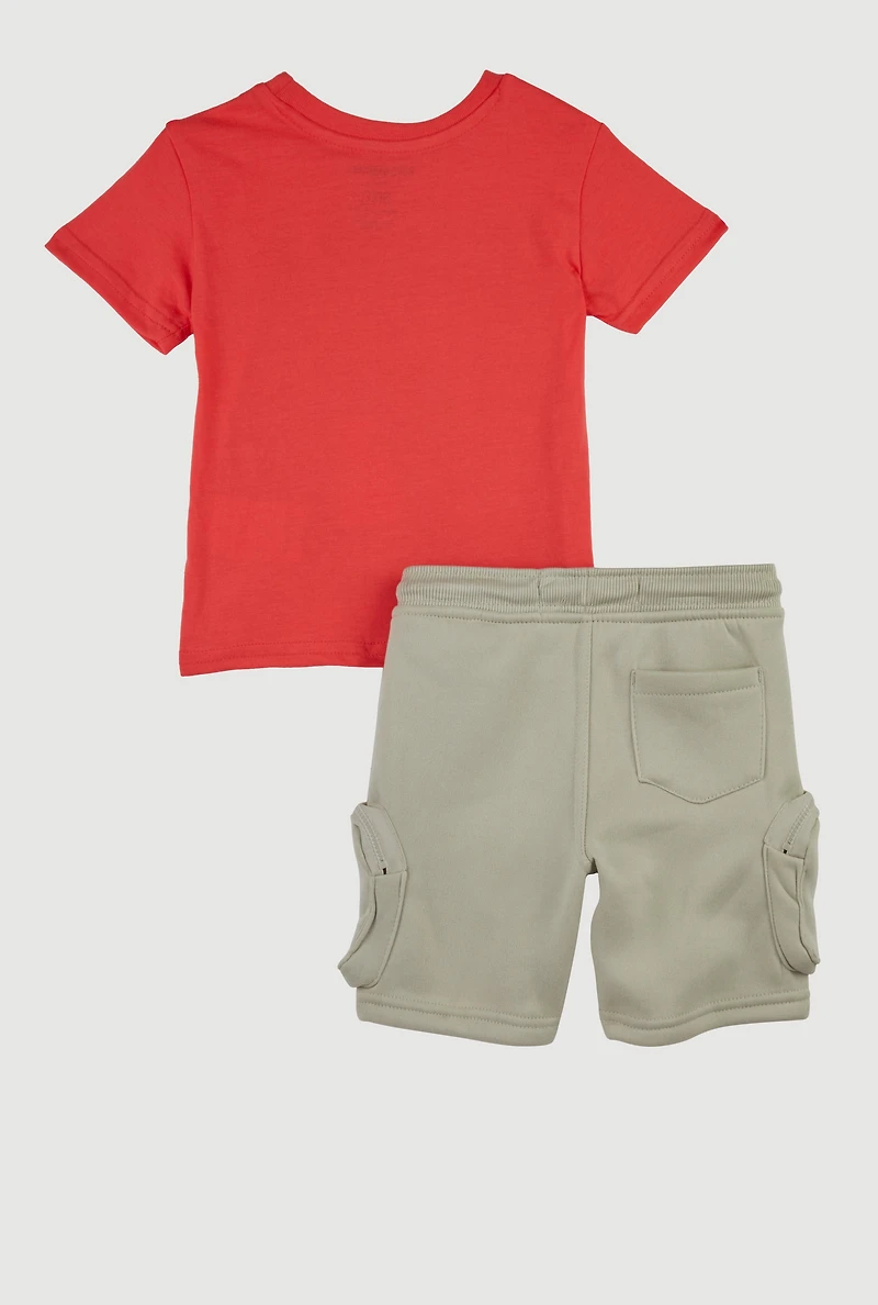 Toddler Boys Bear Hustle Graphic T Shirt and Fleece Sweatshorts 2 Piece Set