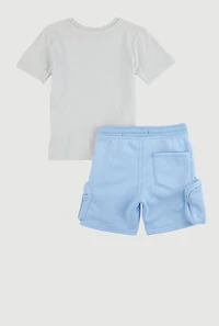 Toddler Boys Our Dreams Carry Us Tee and Sweatshorts, Blue, Size 4T