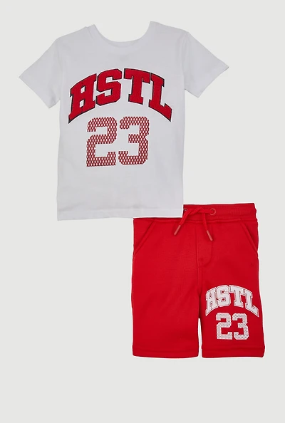 Toddler Boys Chenille HSTL 23 Graphic Tee and Sweatshorts, Multi, Size 4T