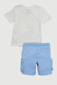 Toddler Boys Legend Bear Tee and Sweatshorts, Blue, Size 4T