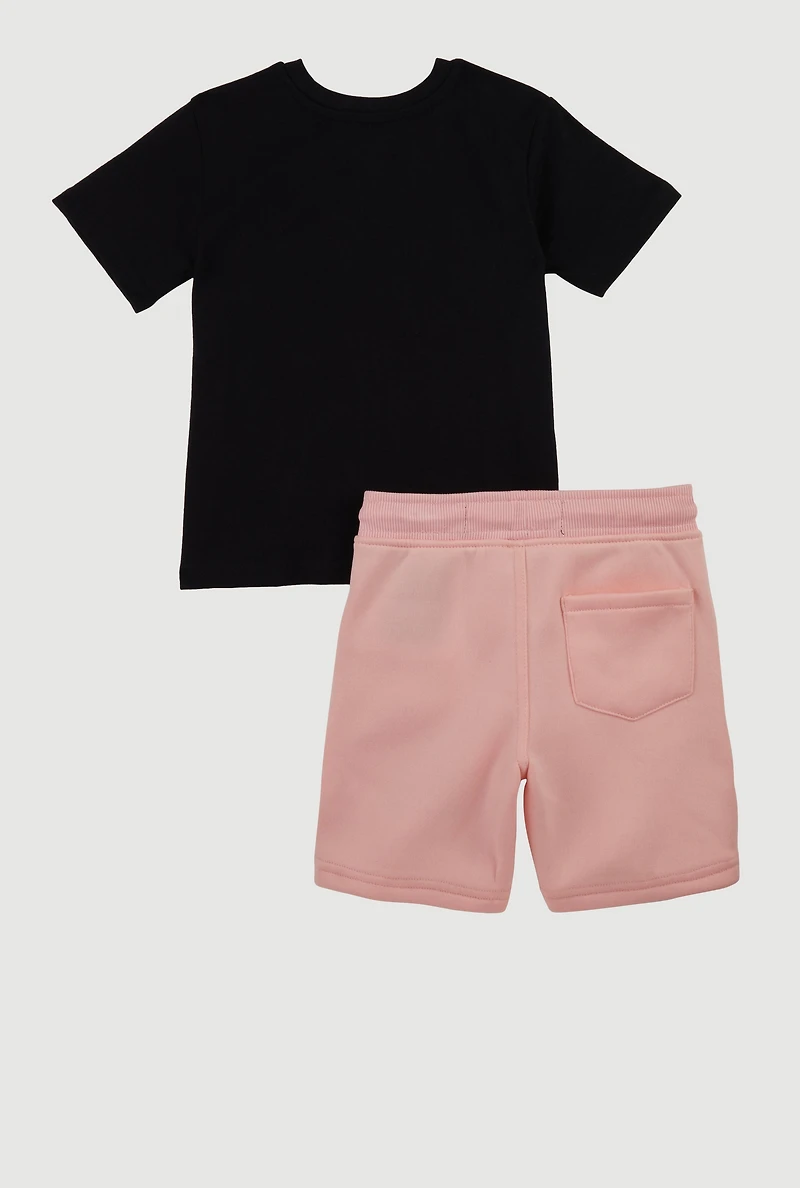 Toddler Boys Cash Rules Teddy Graphic Tee and Sweatshorts, Multi, Size 2T