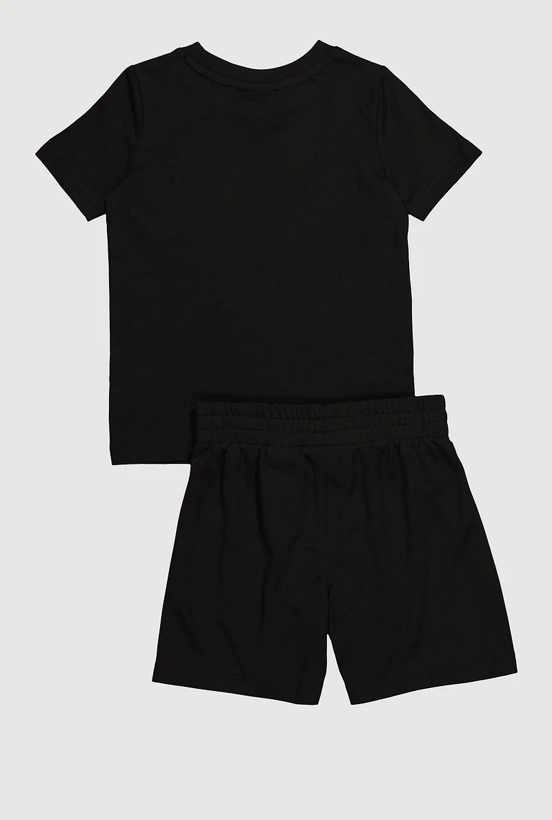 Toddler Boys Graphic Tee and Shorts Set, Black, Size 3T