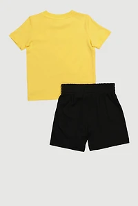 Toddler Boys Puma T Shirt and Jersey Mesh Shorts 2 Piece Set, Yellow, Size 2T