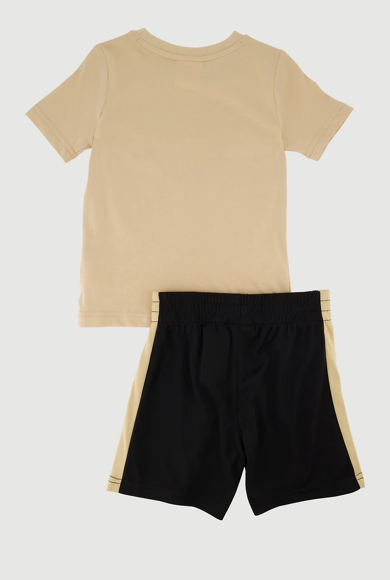 Toddler Boys Stylish Puma Graphic Tee and Shorts 2 Piece Set, Multi, Size 3T