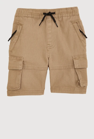Toddler Boys Drawstring Cargo Shorts, Khaki, Size 2T