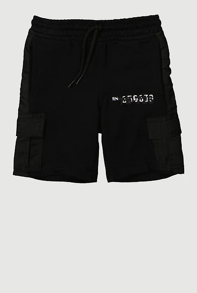 Toddler Boys Graphic Detail Cargo Sweatshorts, Black, Size 2T