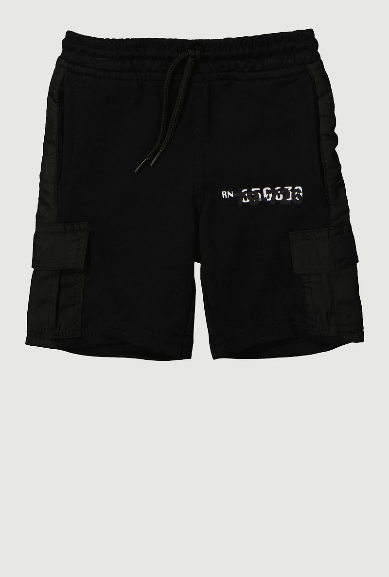 Toddler Boys Graphic Detail Cargo Sweatshorts, Black, Size 2T
