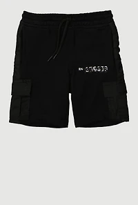 Toddler Boys Graphic Detail Cargo Sweatshorts, Black, Size 2T