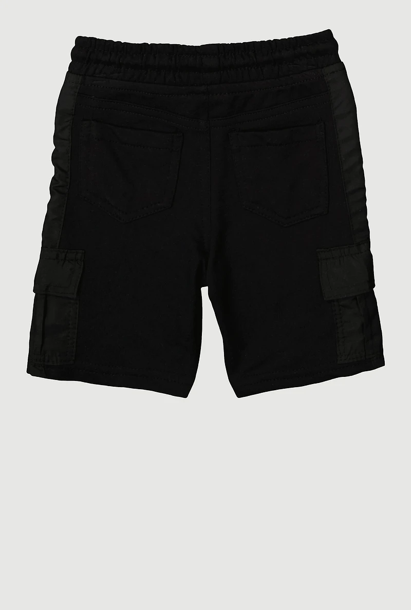 Toddler Boys Graphic Detail Cargo Sweatshorts, Black, Size 2T