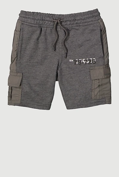 Toddler Boys Graphic Detail Cargo Sweatshorts, Grey, Size 4T