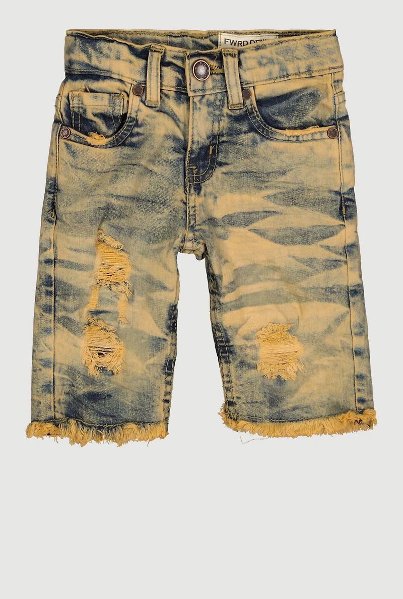Toddler Boys Whiskered Acid Wash Distressed Denim Shorts