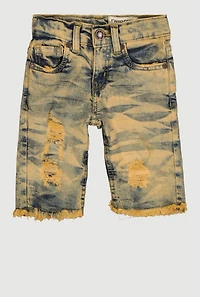 Toddler Boys Whiskered Acid Wash Distressed Denim Shorts